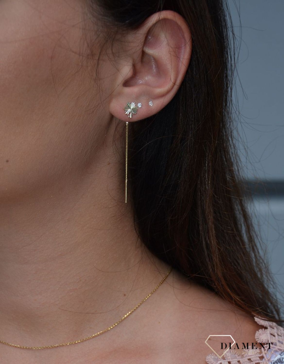 Kolczyki złote 585 przeciągane koniczynki KL 296N.jpg